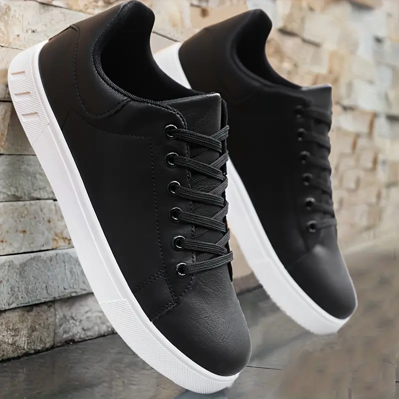 Men's Leather Low Top Platform Sneakers - Men’s Shoes with Soft Bottom, Anti-Slip Soles, Lace-Up Closure Customizes Your Fit, Platform Lift, Skate Style for Casual Walking, Gym Sports; White Suede High Top Option