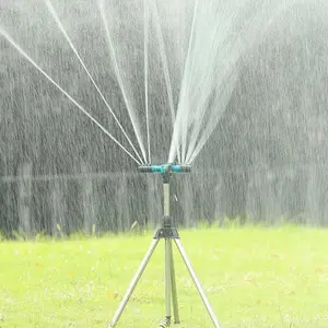 360° Rotating Tripod Sprinkler Head, Dual Mode Three-Prong Sprayer, 12-Hole Auto Rotation Nozzle, Adjustable Height, Universal Connector,tripod automatic rotating spray suitable for garden lawn farms