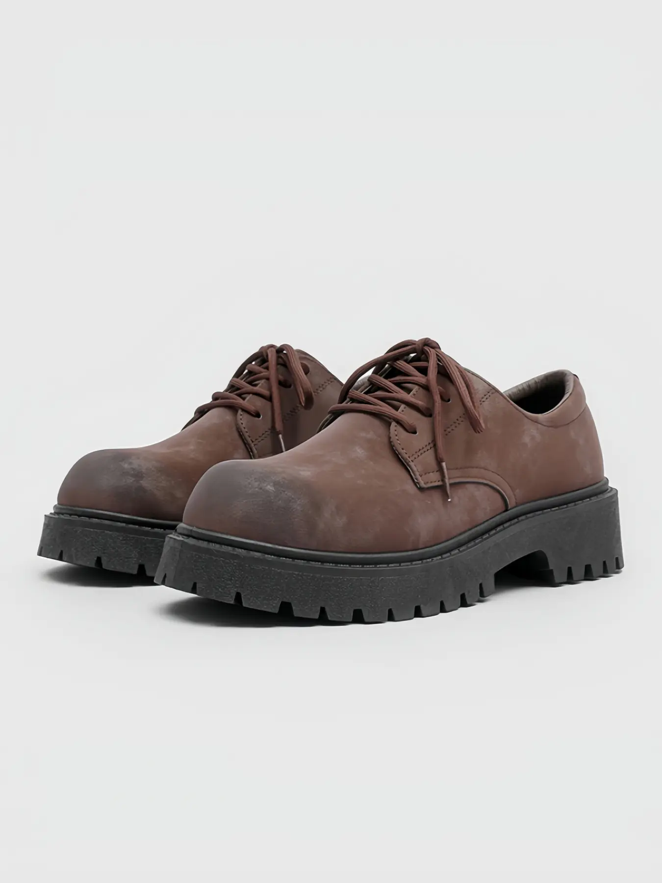 Unisex Coffee Minimal Derby Shoes: Retro Leather, Height Boost, Anti-Slip Design. For Office Commute/Campus Trips Walking Shoes Casual Business Shoes Office Commuting Shoes