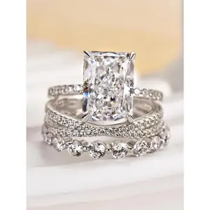 S925 Sterling Silver 4CT Ring, Elegant Engagement Ring for Women, Fashion Luxury Jewelry for Party, Daily Decor, Trendy All-match & Exquisite Jewelry for Birthday Gift