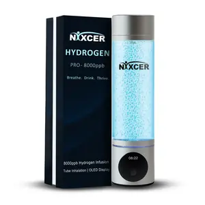 Nixcer Hydrogen Pro Water Bottle – 8000PPB H2, SPE/PEM, OLED Display, Dual Mode, Type C-C  Rechargeable, Portable Generator for Wellness, Recovery, Gym, Gift Cup Drinkware