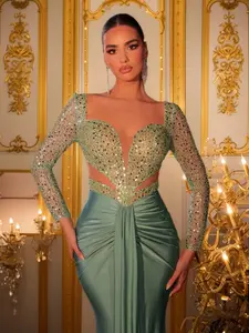 Elegant Evening Gown Dress, Luxury Beaded Fabric, High-End Formal Wear, Perfect for Special Occasions, Women's Fashion Clothing