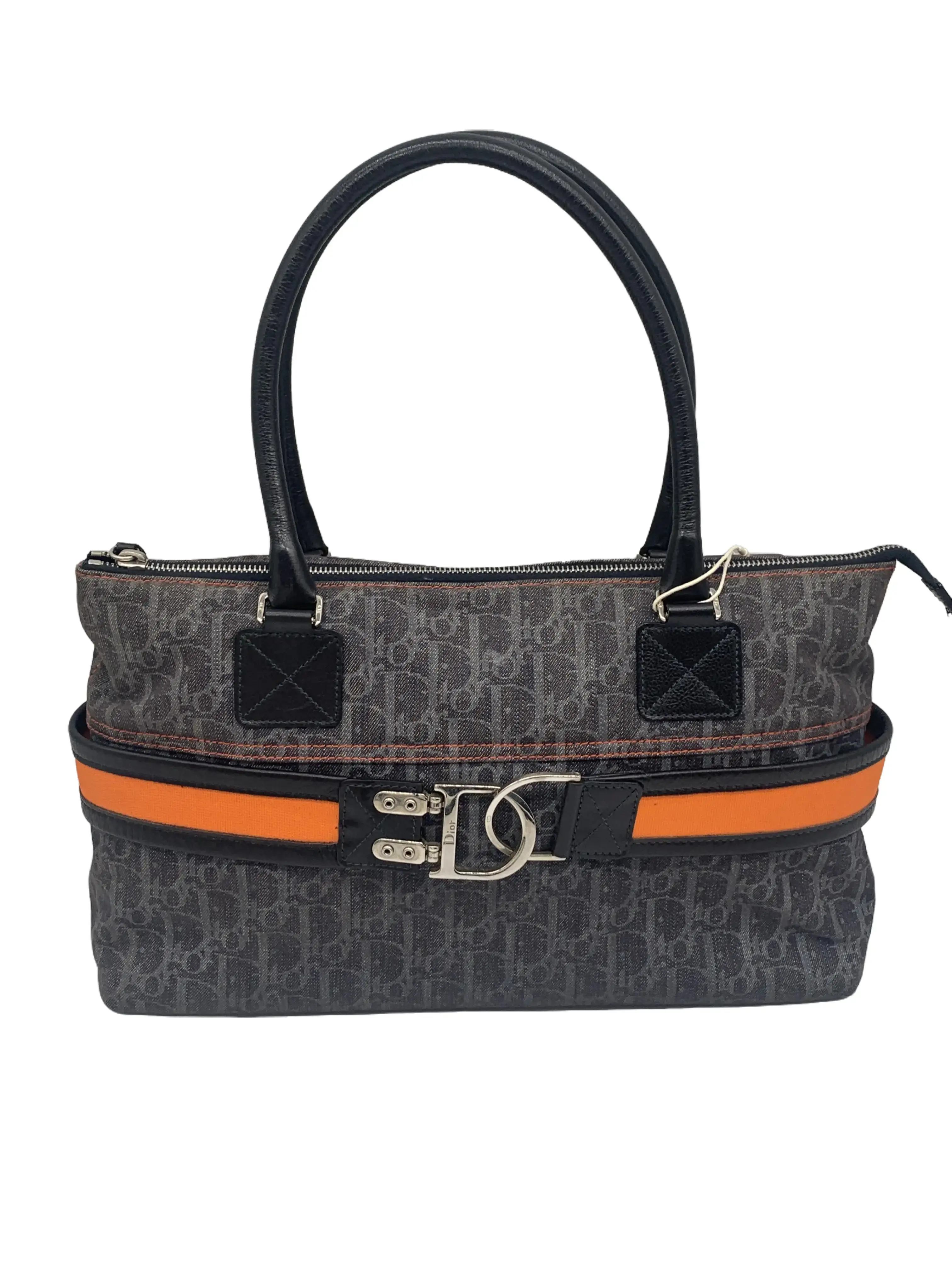 Pre-owned Dior Vintage Monogram Denim & Leather Handbag/AR06124902/4902