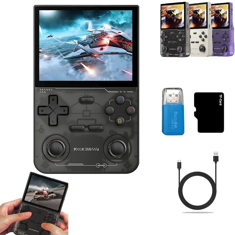 K36 Portable Retro Game Console 64G Built in 16000+ Games, 3.5-inch Screen Linux System Portable Pocket Video Player Handheld Protection