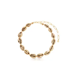 Ettika Cowrie Shell Necklace with Chain and Beads