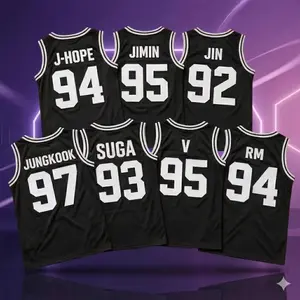 BT-21 Members Number Basketball Jersey Jin 92 Suga 93 RM 94 J Hope 94 Jimin 95 V 95 Jungkook 97 Sleeveless Tank Top Fan Shirt Unisex Loose Fit Breathable Cotton Black Streetwear Concert Outfit Gift