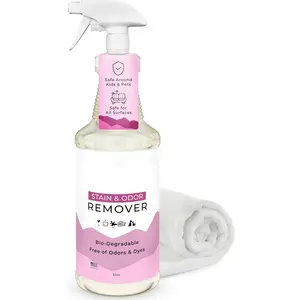 Biodegradable Stain & Odor Remover Spray – 32 oz Pet Urine Enzyme Cleaner – Pet Odor Eliminator for Home – Cat & Dog Pee Carpet Cleaner – Stain Remover for