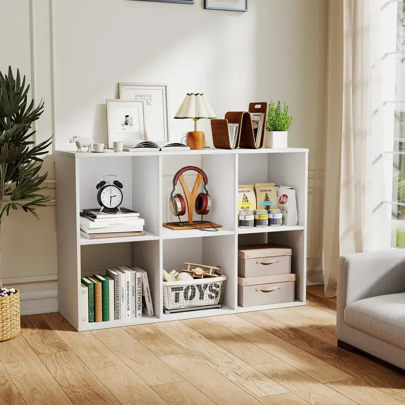6/8/9-Cube Open Bookshelf with Removable Back Panels – Large Capacity MDF Bookcase Storage Organizer for Living Room, Home Office & Bedroom, Black/White