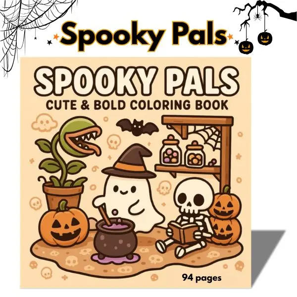 Spooky Pals Halloween Coloring Book for Kids & Adults | Cute & Bold Easy Coloring Pages, Large Print Halloween Designs, Stress Relief, Fall Activities & Holiday Gift