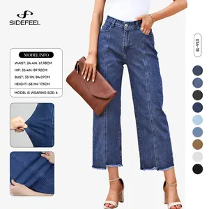 Sidefeel Women's Casual Baggy Jeans High Waisted Comfort Wide Leg Loose Fit Straight Leg Zimbaplatinum Cropped Denim Pants TikTokShopBlackFriday