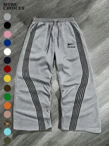 Of the Loom Men's Striped Letter Print Sleep Pants Loungewear, Comfortable and Soft Fabric for Ultimate Relaxation, Available in Multiple Sizes and Colors