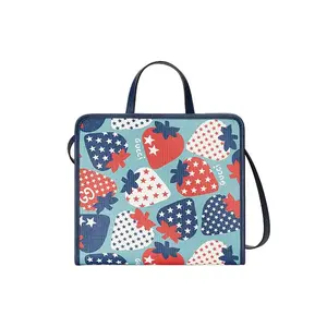 Gucci Strawberry Star Print Canvas and Leather Tote Bag for Children with Crossbody and Handheld Options