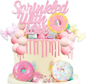 LaVenty Sprinkled with Love Cake Topper Welcome Baby Cake Decor Donuts Sweets for Donuts Baby Shower Gender Reveal Party Decorations Supplies