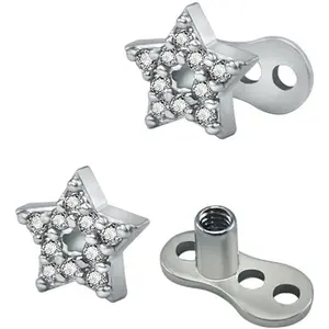 2 14G Cross Dermal Anchor Tops and Base Stainless Steel Cubic Zirconia Internally Threaded Microdermals  Piercings Studs Dermal Piercings Surface  Piercing   for Women Men