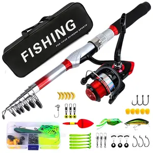 Expandable Telescopic Fishing Rod Set, Complete Fishing Gear with Reel, Lures & Hooks Accessories, Portable Bag Included, Ideal for Beginners
