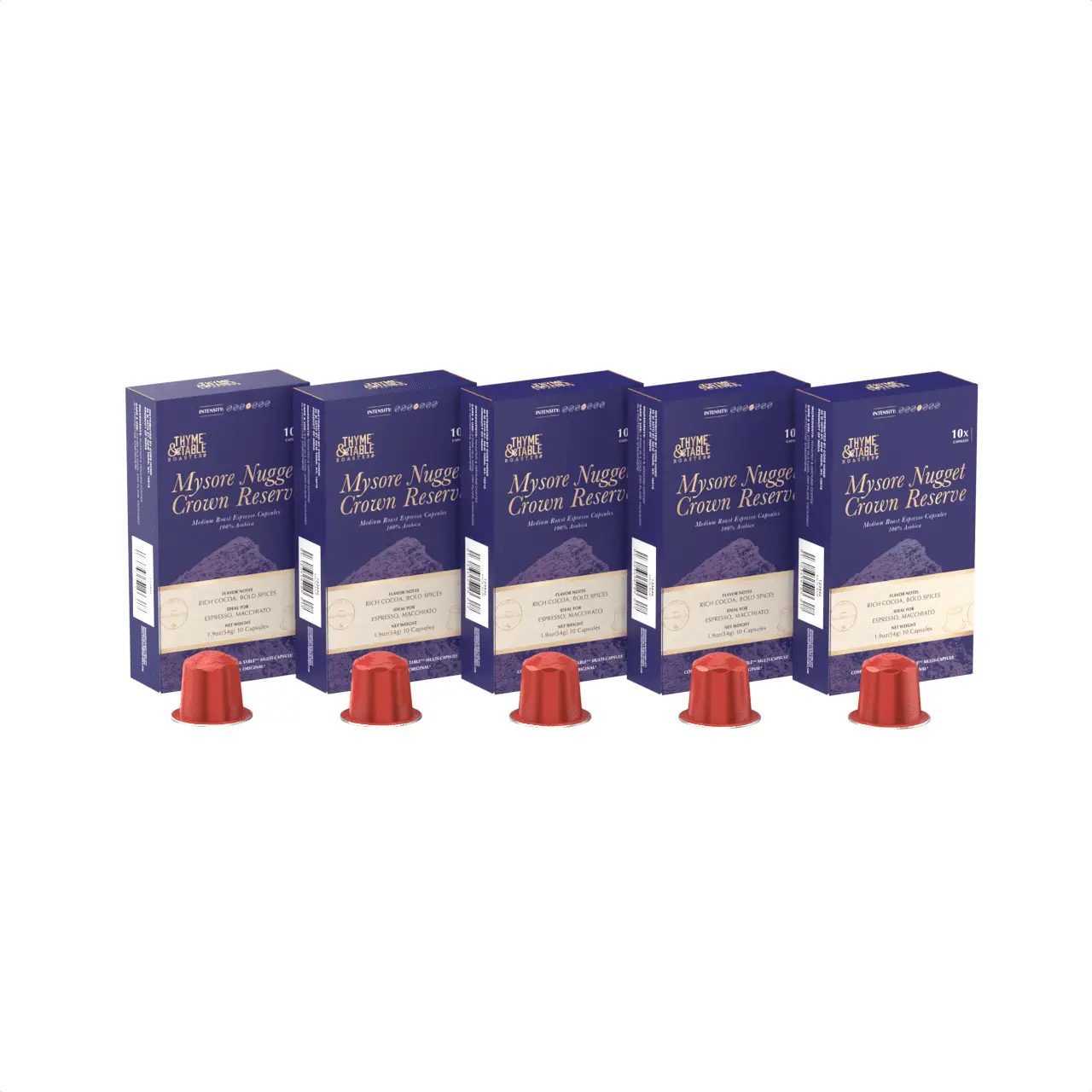 Thyme & Table 50 pack Espresso Capsules, Medium Roast, Mysore Nugget Crown Reserve