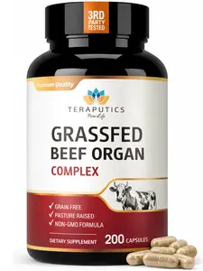 Premium Grass Fed Beef Organ Supplement | 200 Capsules | Pasture Raised Grain Free | Beef Liver, Heart, Kidney, Pancreas, Spleen | Carnivore Diet Non-GMO Desiccated Liver Pills Complex