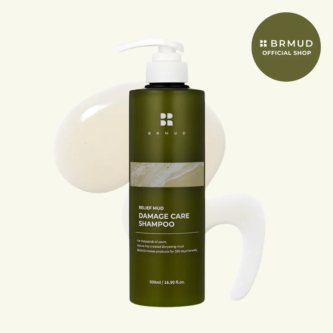 [Official Shop] BRMUD Relief Mud Damage Care Shampoo 500ML - All Natural Clarifying Cleanser & Moisturizer for Scalp Care, Gentle Nourishment, Refreshing Strengthening Hydration with Mineral Mud