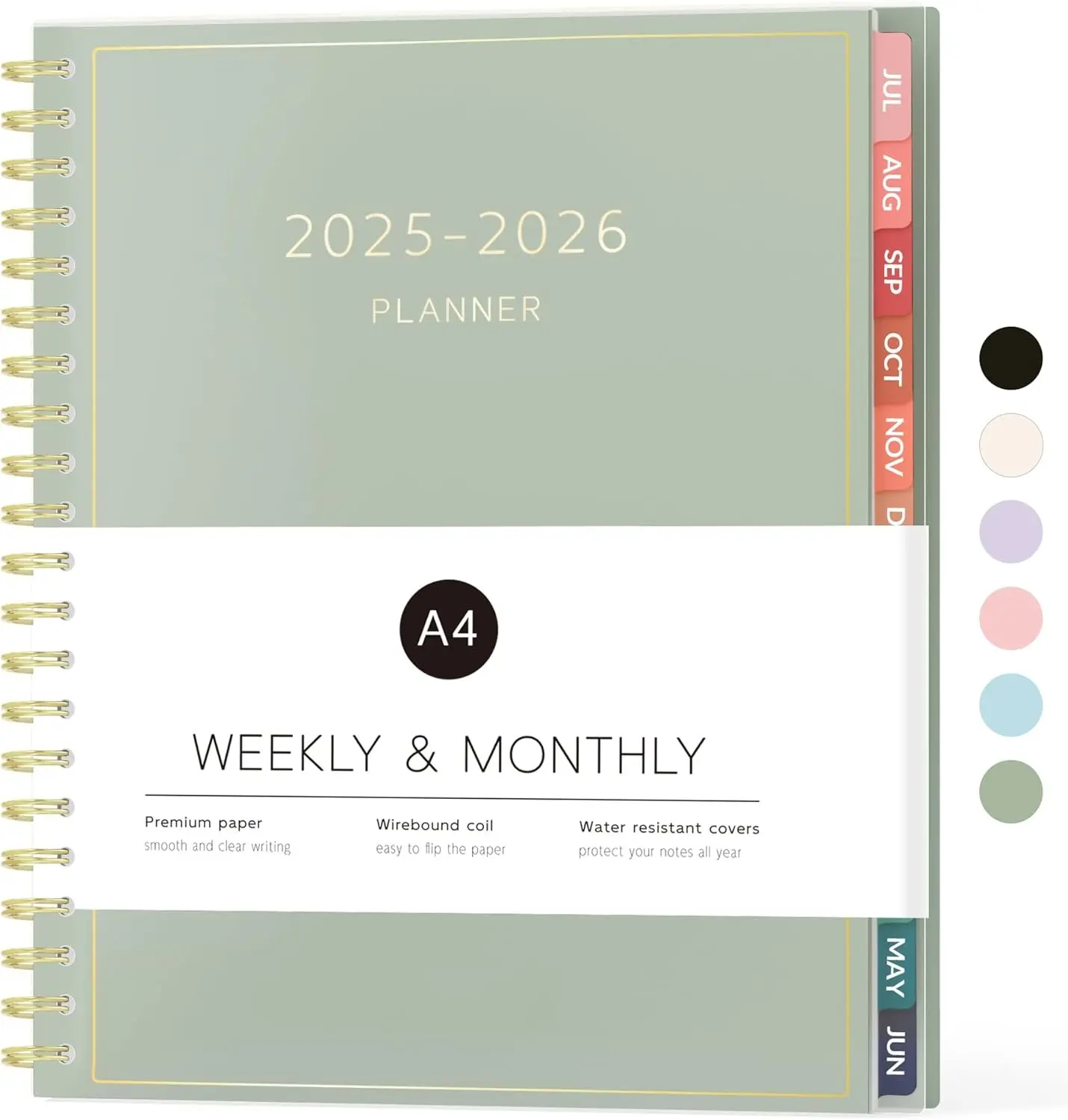 Academic Planner 2025-2026,  Weekly and Monthly Calendar Planner (July 2025-June 2026), 8.5" x 11", Teacher School Supplies, Spiral Daily Agenda Book with Tabs, Office Home Notebook College Student Classroom Organizer, A4, Green