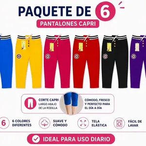 Women’s Stretch Capri Pants, Assorted Colors, 6-Pack