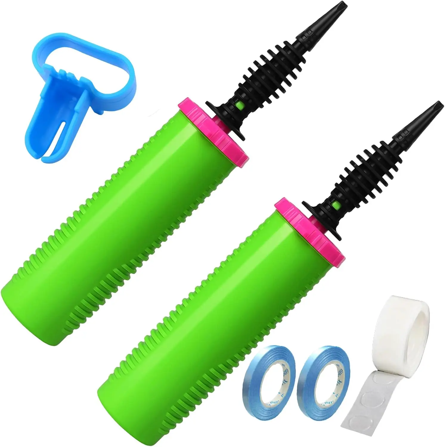 [New Deal] 2Pack Balloon Pump Hand Two-Way Dual Action inflate and Balloon Tying Tool in One, Handheld Air Pump  (Green), Balloon Party Supplies, Easter