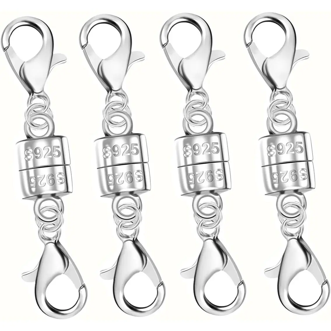 925 Silver Double Lobster Magnetic Necklace Clasps,Magnetic Necklace Clasps and Closures for Bracelet Necklace Extender