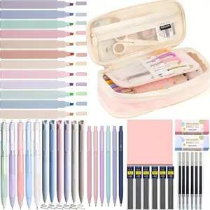 Deluxe Stationery Set, Includes Large Capacity Pencil Case, 12 Highlighters, 5Ballpoint Pens, And 6 Mechanical Pencils, Ideal For Students (Both Boys And Girls).School Supplies, Pencil Case, Backpack,Essential For Back To School, Student Essentials