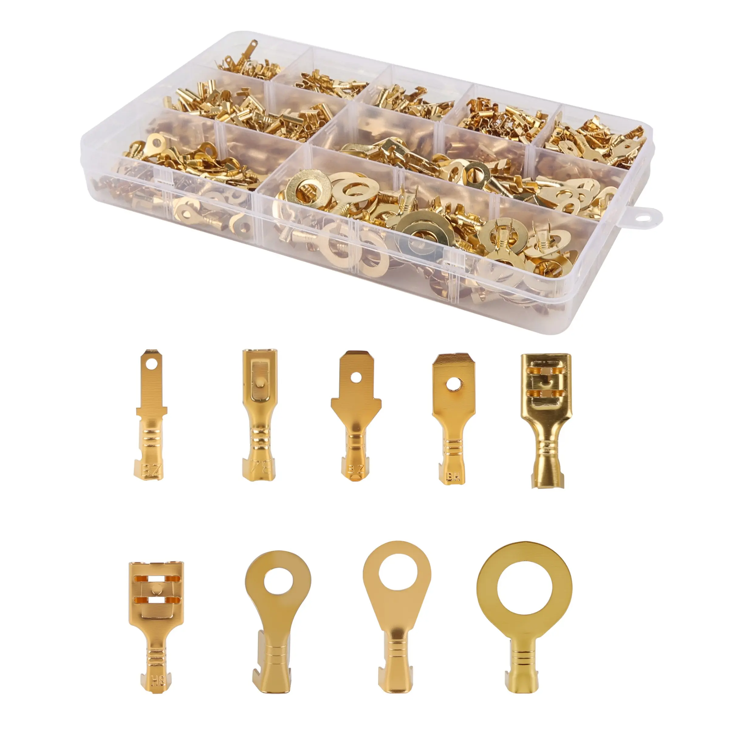450pcs 2.8/4.8/6.3/M3/M5/M8 quick splice male and female wire spade connector crimp terminal, O-Shaped Non-Insulated Copper Ring Lugs Terminal, for electrical wiring car audio, Terminal Plug Kit