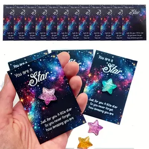 24 Gifts to Encourage Others, Inspirational, Uplifting Present, Resin Star Carvings with Positive Encouragement 'You Are a Star, Keep Shining' Motivational Lucky Cards, Positive Message Card, Inspiring positive attitude, Lucky Gift is Perfect for Fam