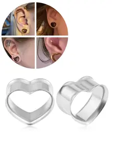 Vanku 2pcs 316 Surgical Stainless Steel Ear Tunnels Hypoallergenic Comfortable Heart Shape Ear Plugs Gauges Expanders Body Piercing Jewelry Heart Shape Earrings Women Earring Tunnels Stretchers Earring.Simple style, wearable in all seasons.