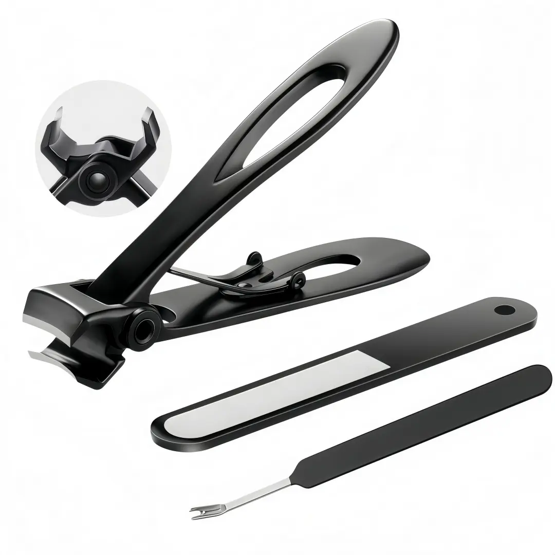 LMMAKE 1SET 17mm Wide Jaw Toenail Clippers, Heavy-Duty Stainless Steel Consumer-Grade Nail Tools with Ergonomic Handle, Dual-Edged Steel Nail Tools, Dead Skin Fork, Curves Done Right for Precise Cuts (Adults)
