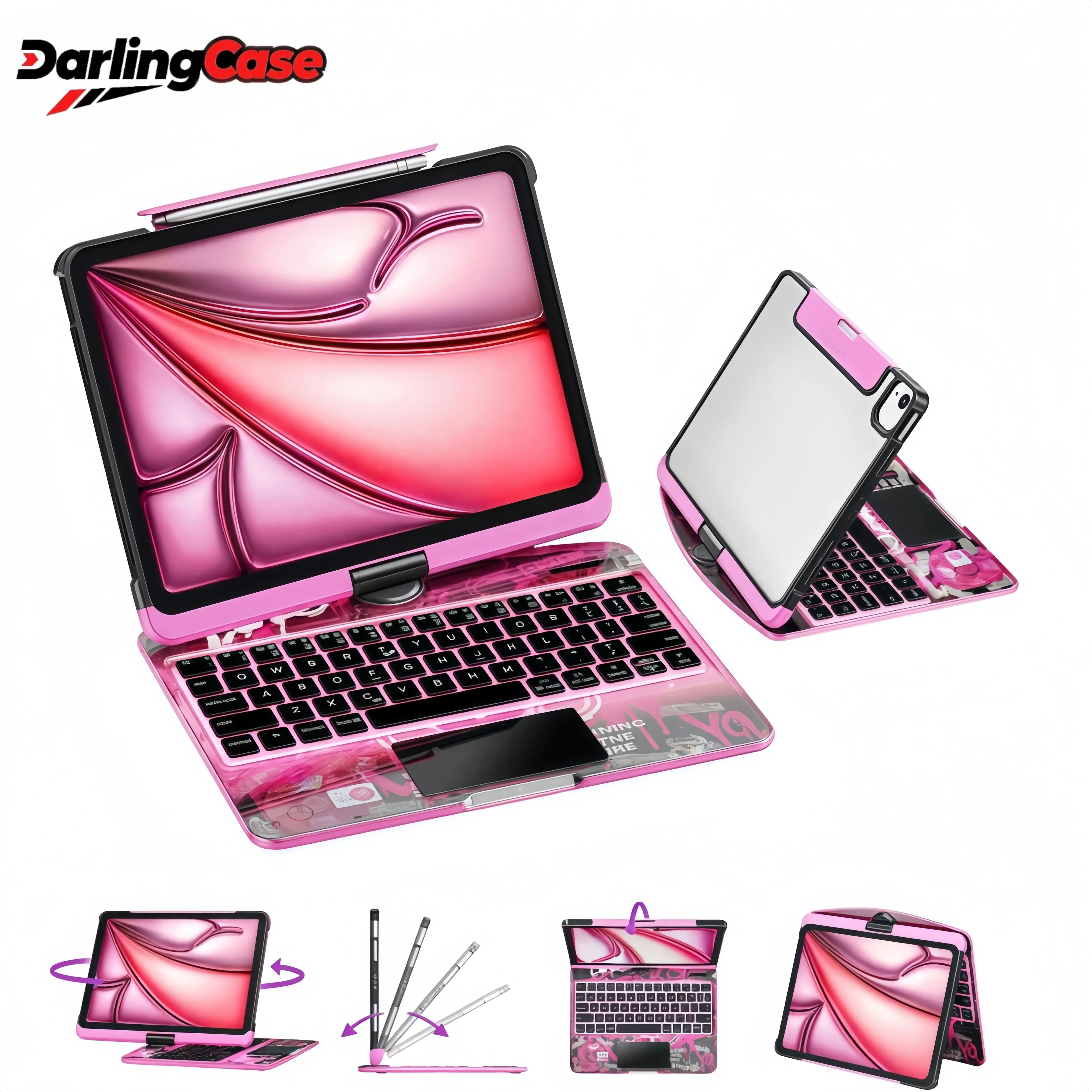 iPad Keyboard Case Compatible with iPad Mini 7 / iPad Mini 6 - 8.3inch,Touch 360°Rotatable High-strength acrylic, impact-resistant,Backlight &Pencil Holder Tablet Durable Digital Wireless Magnetic #SummerWins #DealsForYouDays