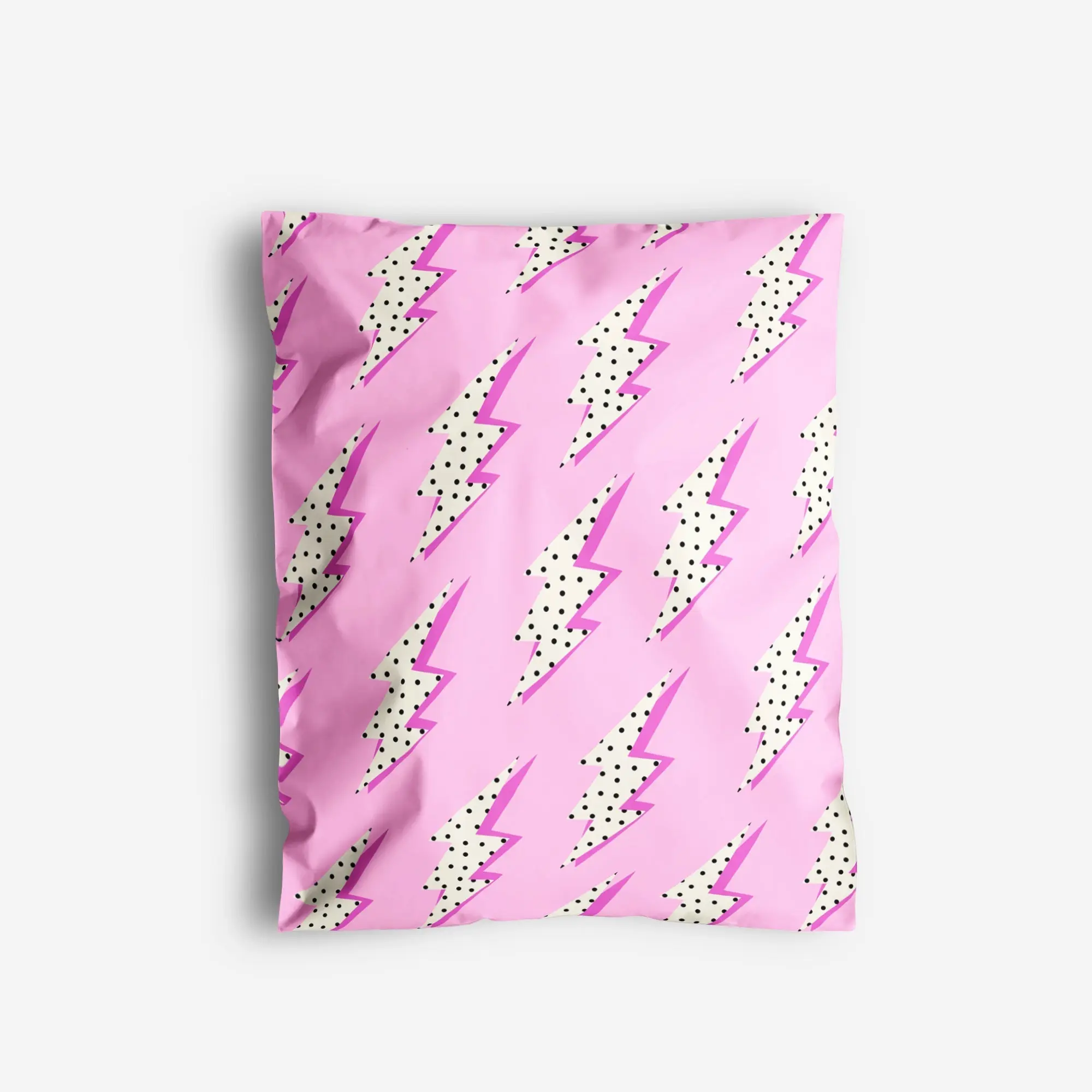 Package Mint Poly Mailers 10x13 - 25 Pack Pink Lightning Design Poly Mailers Shipping Bags - Waterproof, Tear-Resistant, Self-Adhesive Seal - Decorative Mailing Bags for Clothes, Accessories