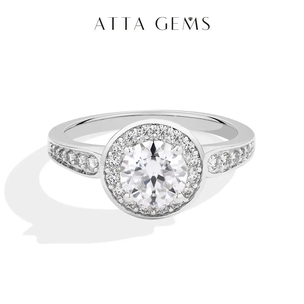 ATTAGEMS 1.0CT D VVS1 Color Synthetic Moissanite Elegant Engagement Ring, Unisex Classic Jewelry for Engagement, Wedding (R268), Engagement Rings,summerwins