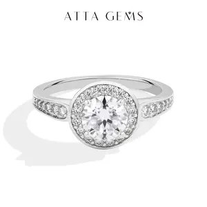 ATTAGEMS D VVS1 Color 1.0CT Synthetic Moissanite Ring for Women Men Sterling Silver Unisex Classic Engagement Wedding Travel Jewelry Love Gift R268