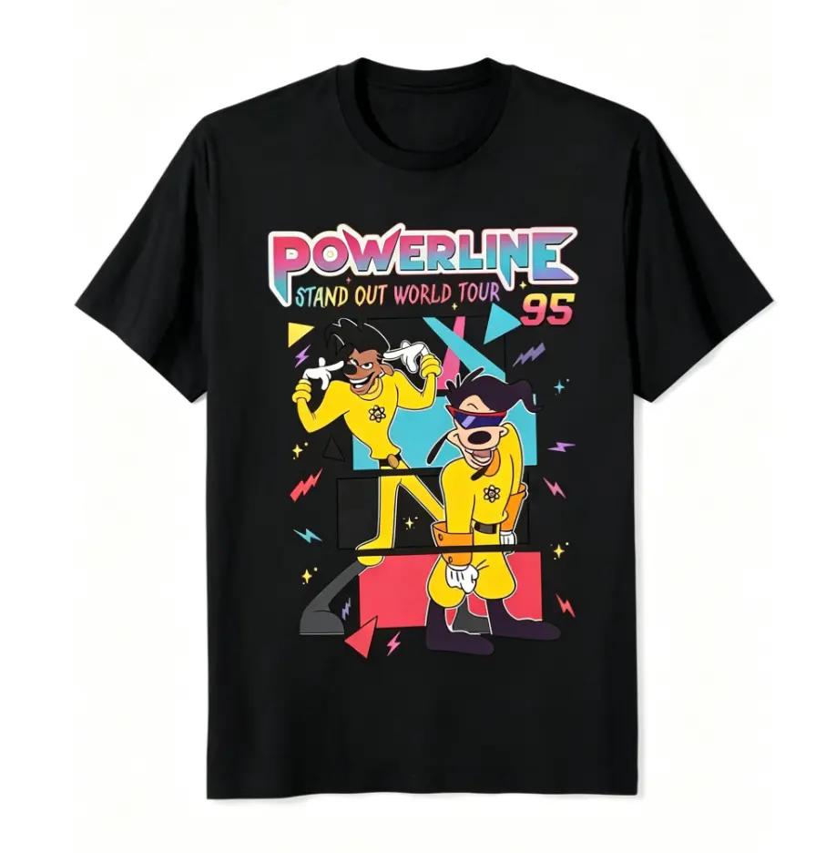 Men's T-Shirt Powerline Stand Out World Tour 95 Graphic Tee for Men Vintage Cartoon Style Casual Streetwear Top Retro Daily Wear Summer Outfit