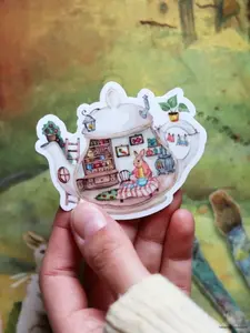 Cottagecore Sticker, Teapot House, Cozy Stickers, Fairy, Grandmacore Aesthetic Sticker, Goblincore Aesthetic, Cottagecore Art, Fairycore Art
