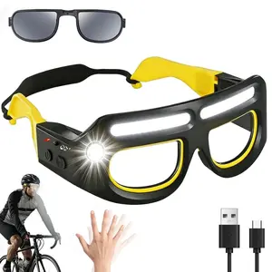 1 PC Rechargeable LED  Glasses Lamp,Hands-Free Head Light with Motion Sensor & Touch,Adjustable EDC Headlamp Flashlight Glasses with Lights ,5 Modes Light Up Glasses for Camping Fishing Cycling Hiking Night Work