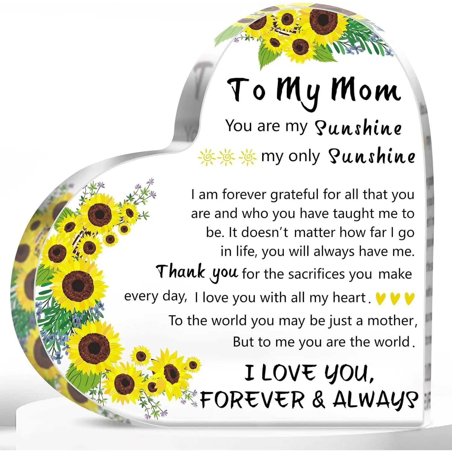 Gifts for Mom, 5.9x5.9 inch Delicate Heart Plaque, Mom Birthday Sign Present Idea, First Mothers Day Christmas Stocking Stuffers Birthday  Gifts for Mama Stepmom, Christmas Gifts for Mom