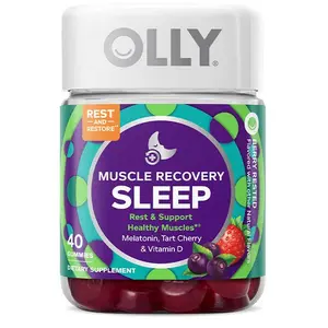 OLLY Muscle Recovery Sleep Gummies, Sleep and Sore Muscle Support, 3mg Melatonin, Tart Cherry, Vitamin D, Berry Flavor - 40 Count