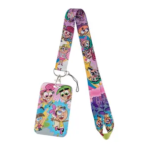 Cute Cartoon Neck Strap Lanyards Women Keychain Badge Holder USB ID Card Pass Hang Rope Lariat Lanyard for Key Rings Accessories Students Gifts