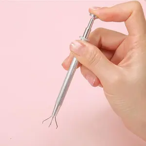 Piercing Taper Ball Grabber Tool, Stainless Steel Flat Back Earrings Applicator Tool, Threadless Insertion Pin Thread Assistant Body Piercing Kit for Ear Nose Lip, for Grabbing Nose Ring Jewelry Septum Piercing