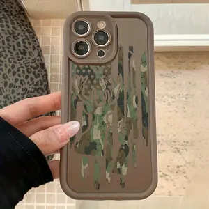 [1pc Brown Camouflage Deer Pattern iPhone Case] Brown Camouflage Deer Pattern TPU Shockproof Full Coverage Protective Case Suitable for iPhone 17 E Air Pro ProMax iPhone16 15 14 Plus 13 12 Mini 11 X XS XR