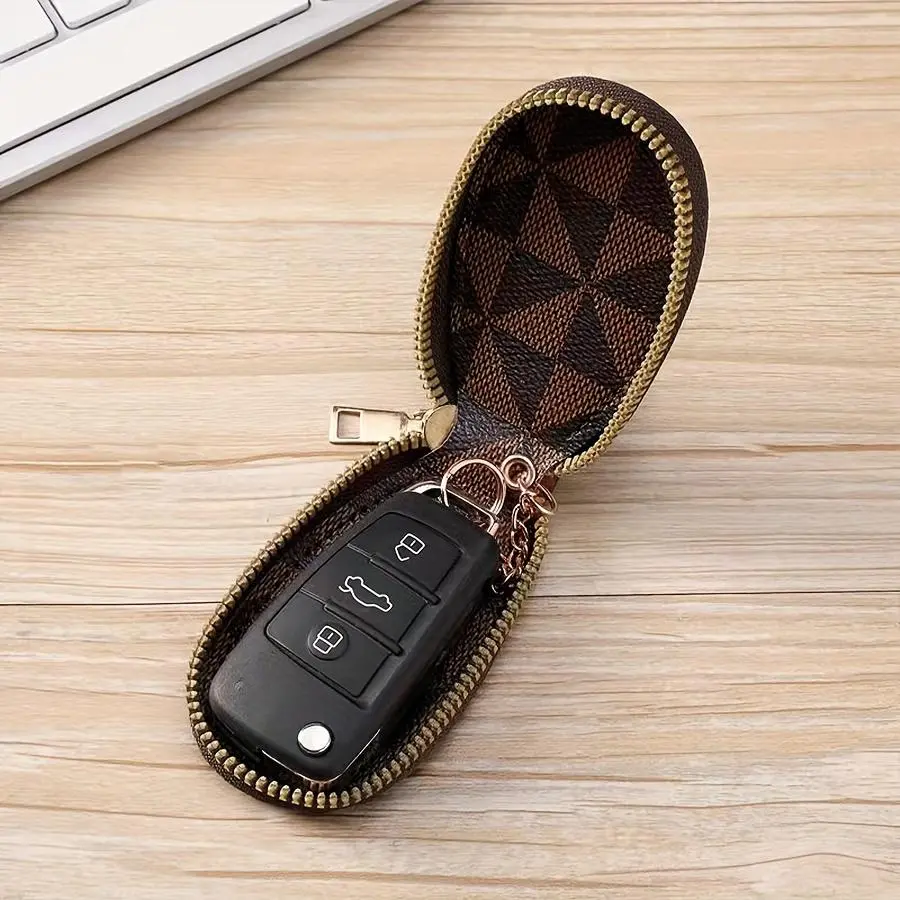 Vintage-Style Multi-Functional Key Handbag with Zipper Closure - Large Capacity Synthetic Organizer for Keys, Cards & Cash - Compact Design for & Wo, /, Key Holder Handbag, Everyday Accessory, Minimalist Design, Durable Zipper Closure