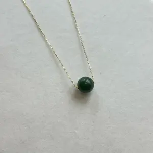 11-12mm Hetian Jade Lulu Necklace s925 Yellow gold
