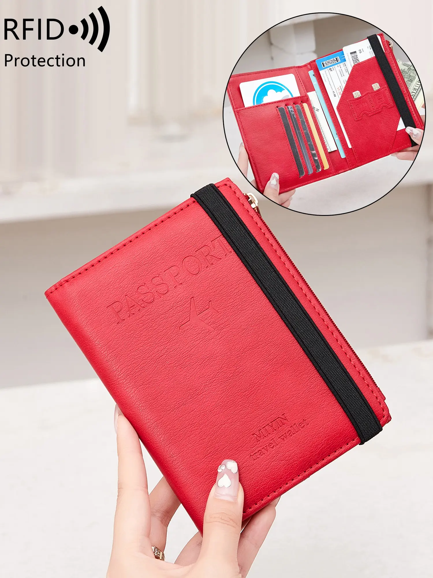 RFID passport wallet unisex, multifunctional passport holder with RFID shielding, travel wallet with card slot for protection and organization, travel accessory, Travel Essentials