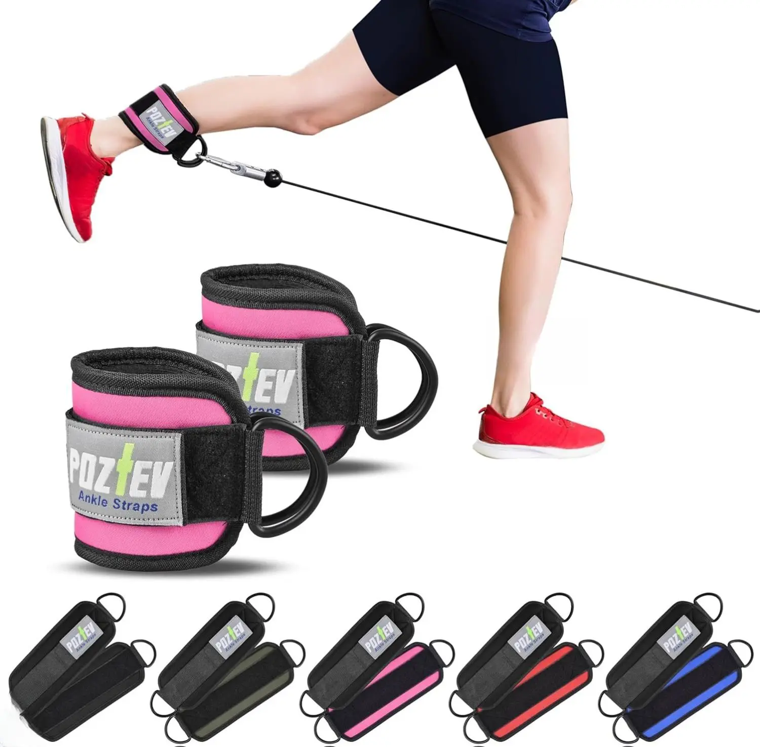 Padded Ankle Straps (Pair) - Adjustable Leg Cuffs for Cable Machine Attachments, Gym Accessories for Glute Workouts, Enhances Lower Body Fitness & Resistance Training, Essential Accessories