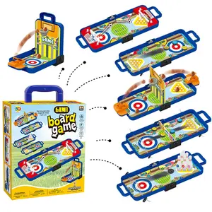 Mini Six-In-One Ball Game Set, 6 Game Modes, Football Curling Basketball Bowling, Single/dual Player Tabletop Game, Portable Fun Sports, Family Board Game