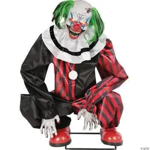 Mischievous Crouching Red Clown Animated Prop for Party Mischief and Fun - Accessories