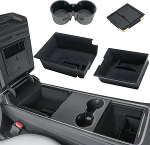 Center Console Organizer for Tesla Model Y 2021-2024 Model 3 2017-2023, Center Console Organizer Set Include Front & Rear Tray Hidden Armrest Box Cup Holder Insert